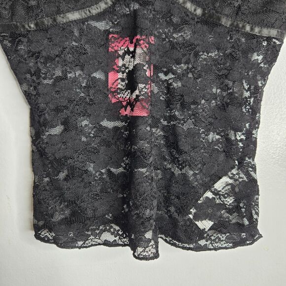 Edikted Eira Tank Top Women Size S Black Sheer Lace V-Neck Adjustable Straps NWT - Picture 3 of 14